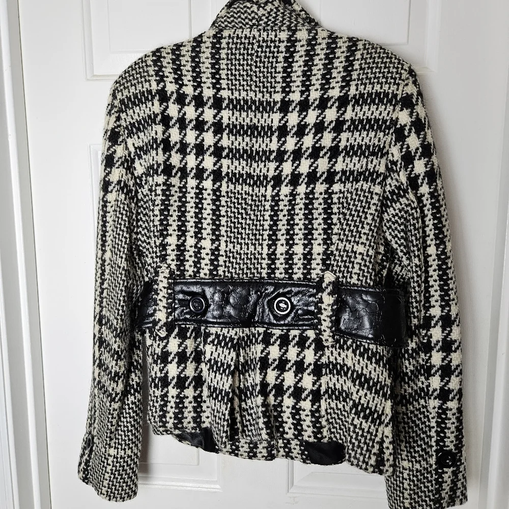 BARAMI Classic Houndstooth Black/White Women Jacket Size 12 - Picture 2 of 13